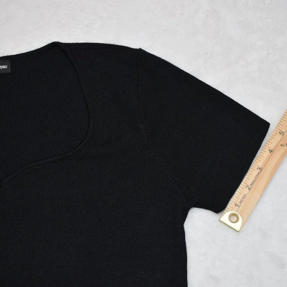 Catherine Malandrino Black Knit Top Sz L Solid Hue Stretch Minimalist Neutral - Picture 15 of 16